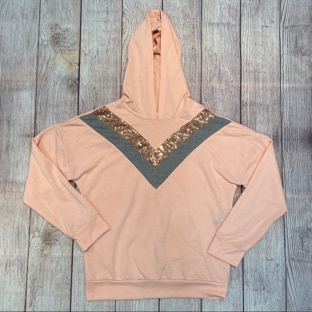 EUC Speechless Girls Sequin Chevron Hoodie
